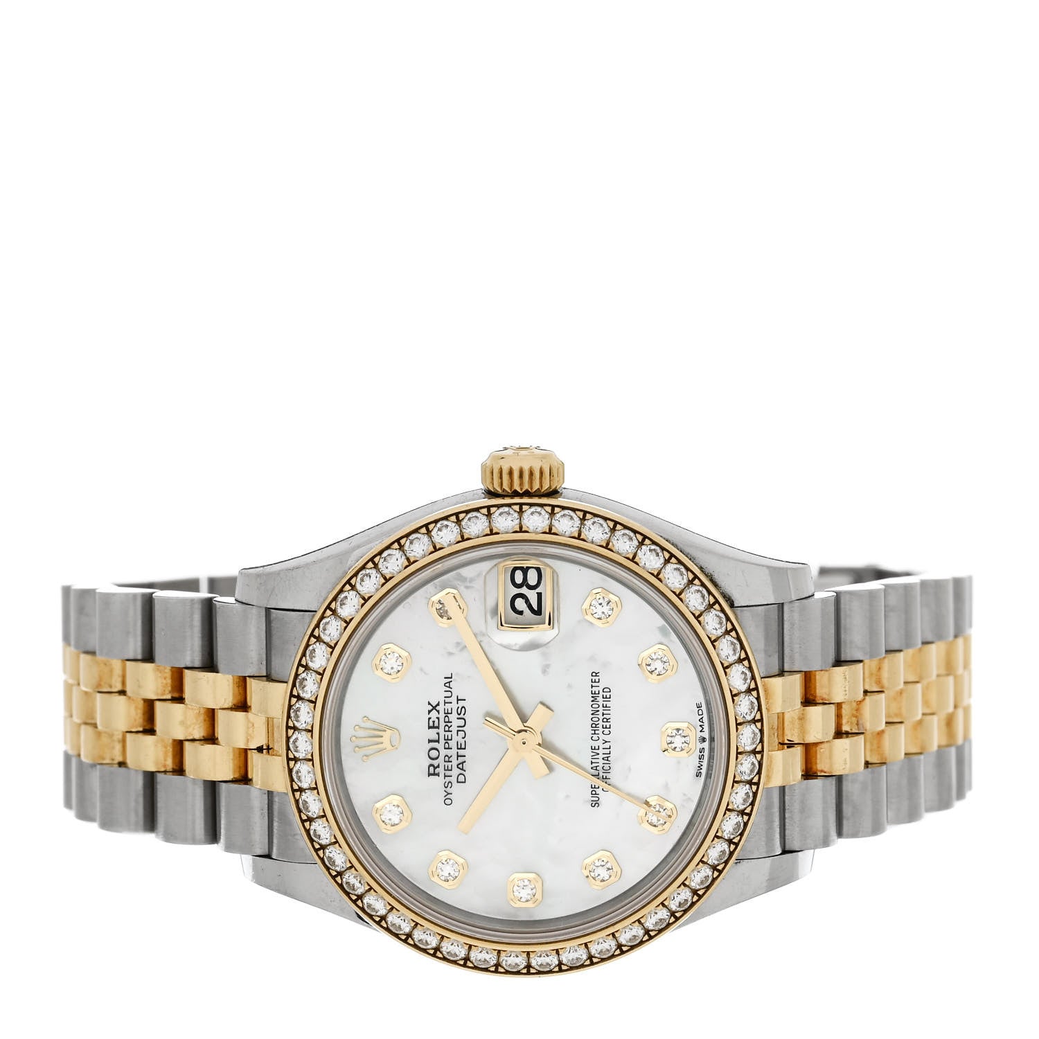 Rolex Stainless Steel 18K Yellow Gold Diamond Bezel Mother of Pearl 31mm Oyster Perpetual Datejust Watch 278383RBR 2 of 5