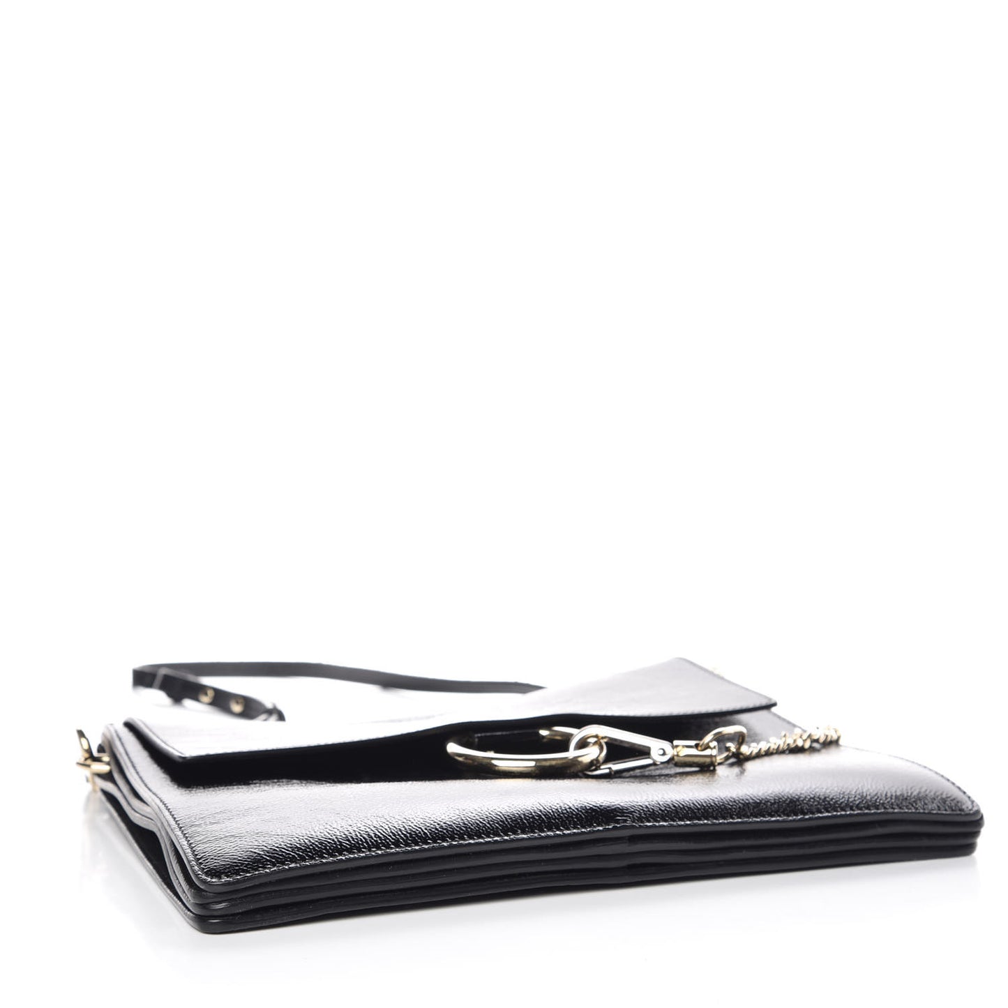 Patent Medium Faye Shoulder Bag Black