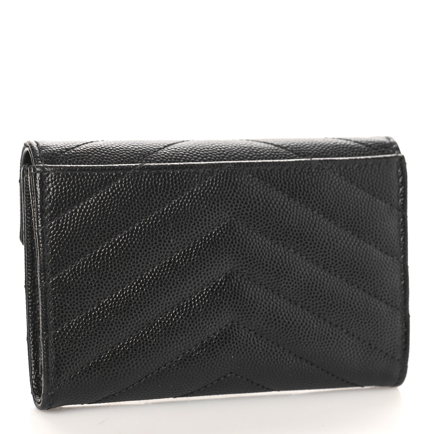 Grain De Poudre Matelasse Chevron Small Monogram Envelope Wallet Black