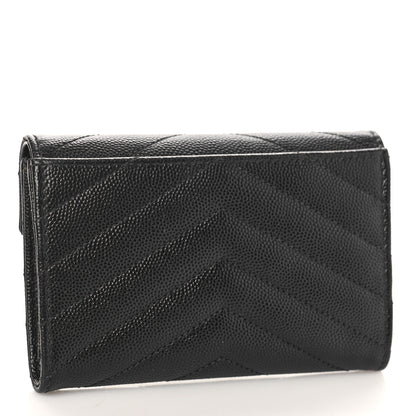 Saint Laurent Grain De Poudre Matelasse Chevron Small Monogram Envelope Wallet Black 3 of 9