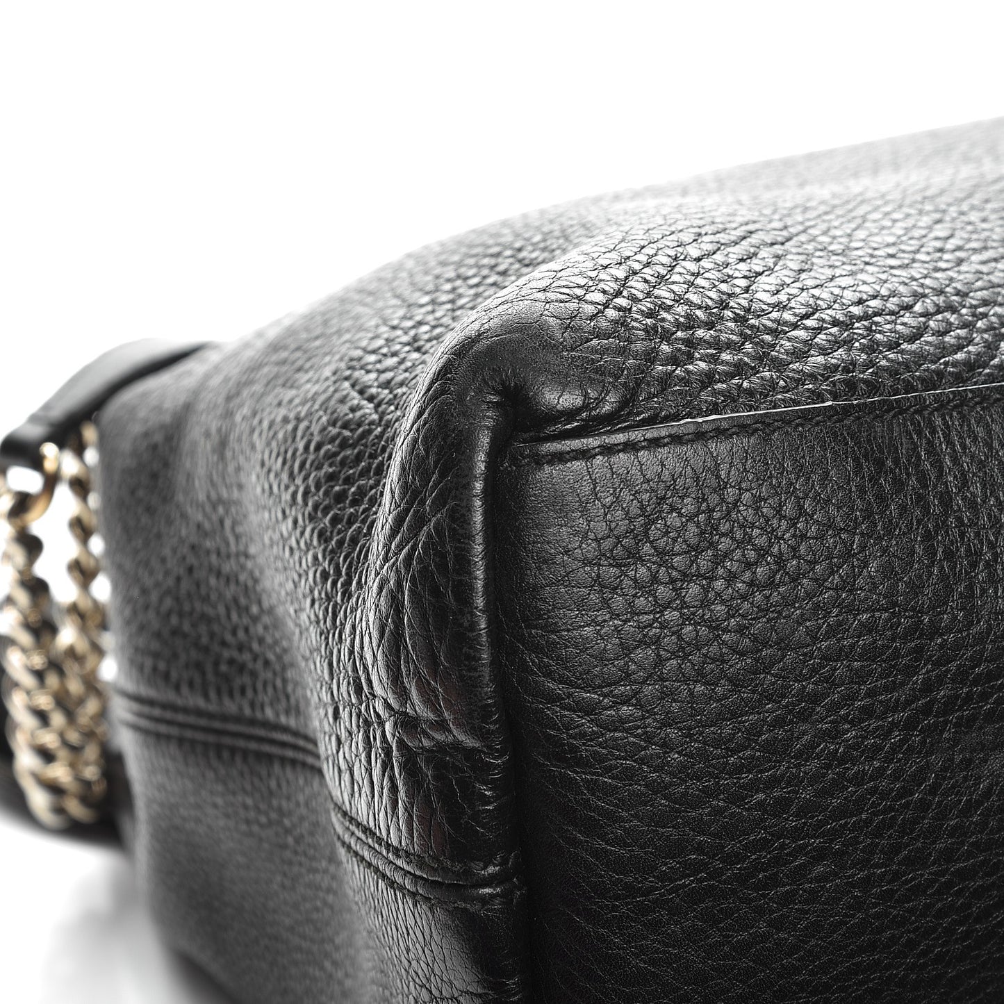 Pebbled Calfskin Medium Soho Chain Shoulder Bag Black
