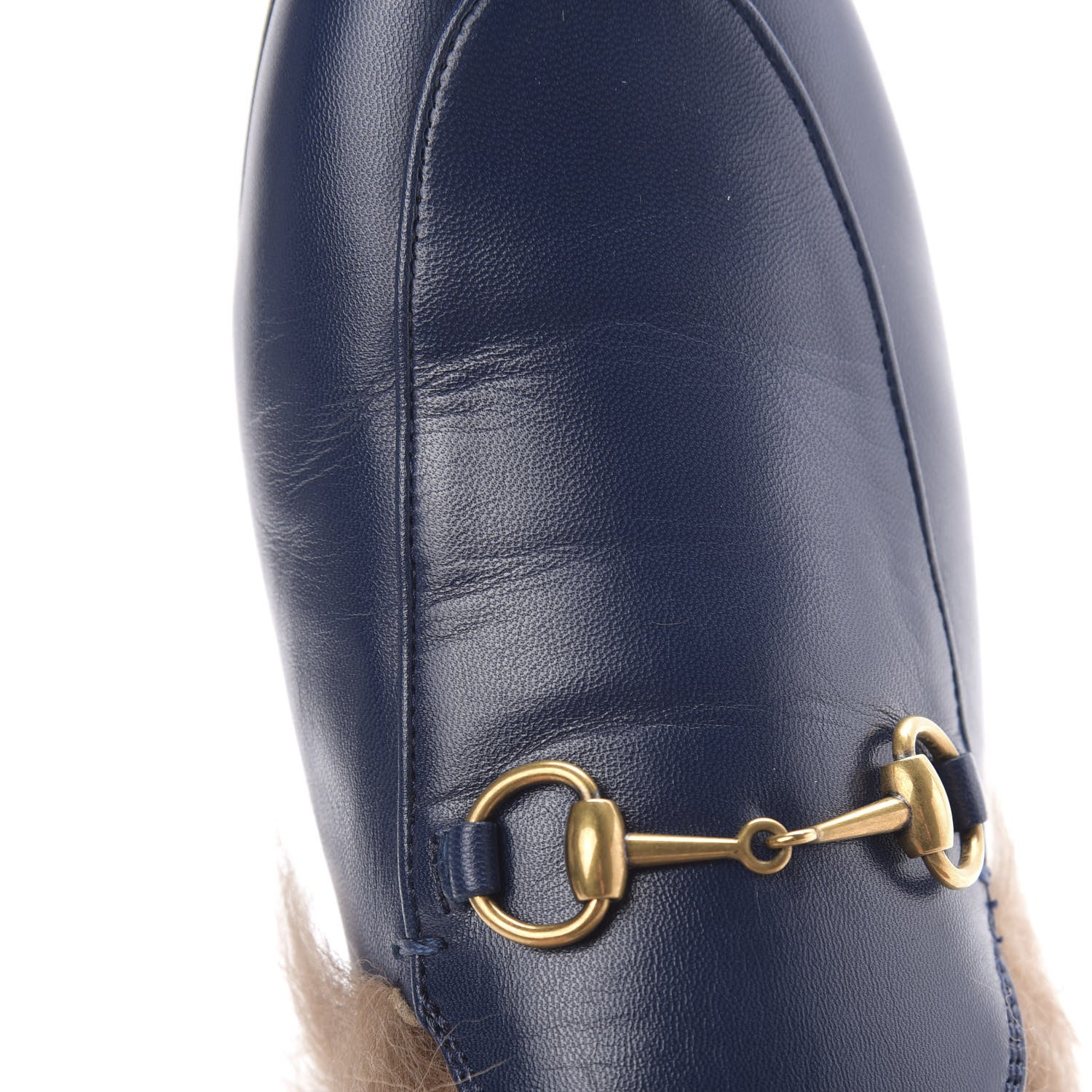 Gucci Malaga Kid Fur Womens Princetown Slippers 39 Blue Agata 8 of 10