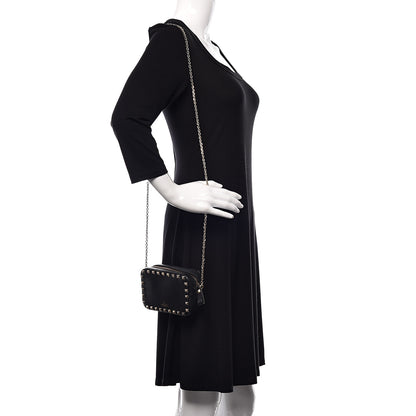Valentino Garavani Calfskin Small Rockstud Chain Camera Crossbody Bag Black 2 of 9