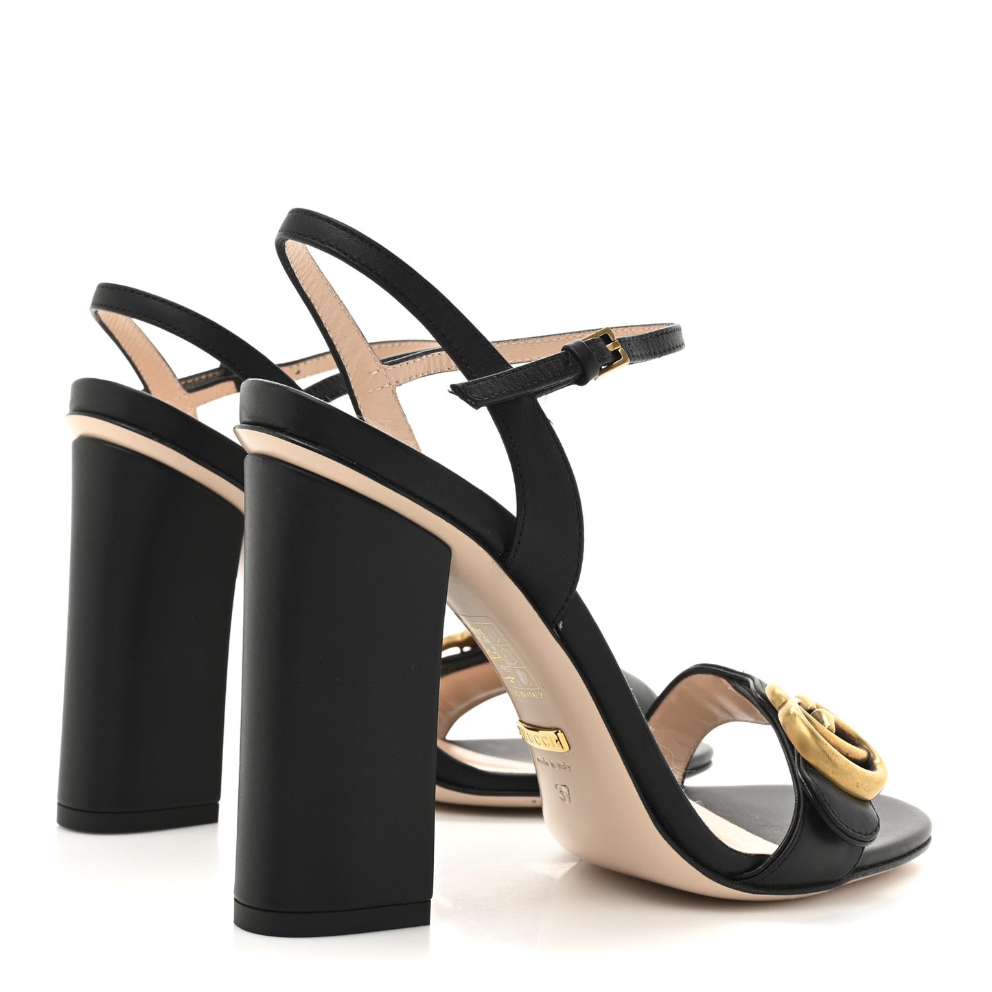 Lifford Calfskin GG Marmont Ankle Wrap 105mm Sandals 37 Black