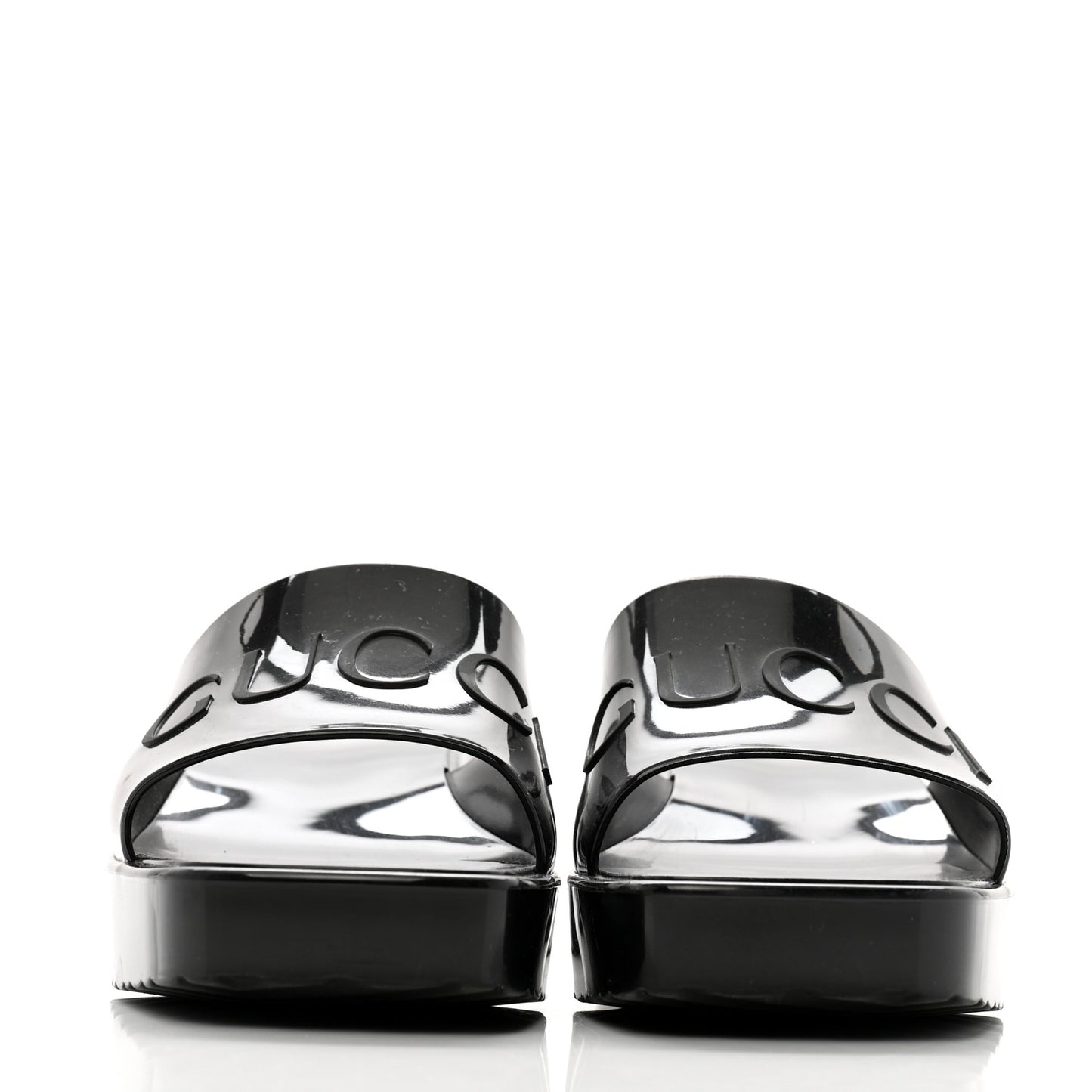 Rubber Gucci Logo Womens Platform 20/60mm Slide Sandals 38 Black