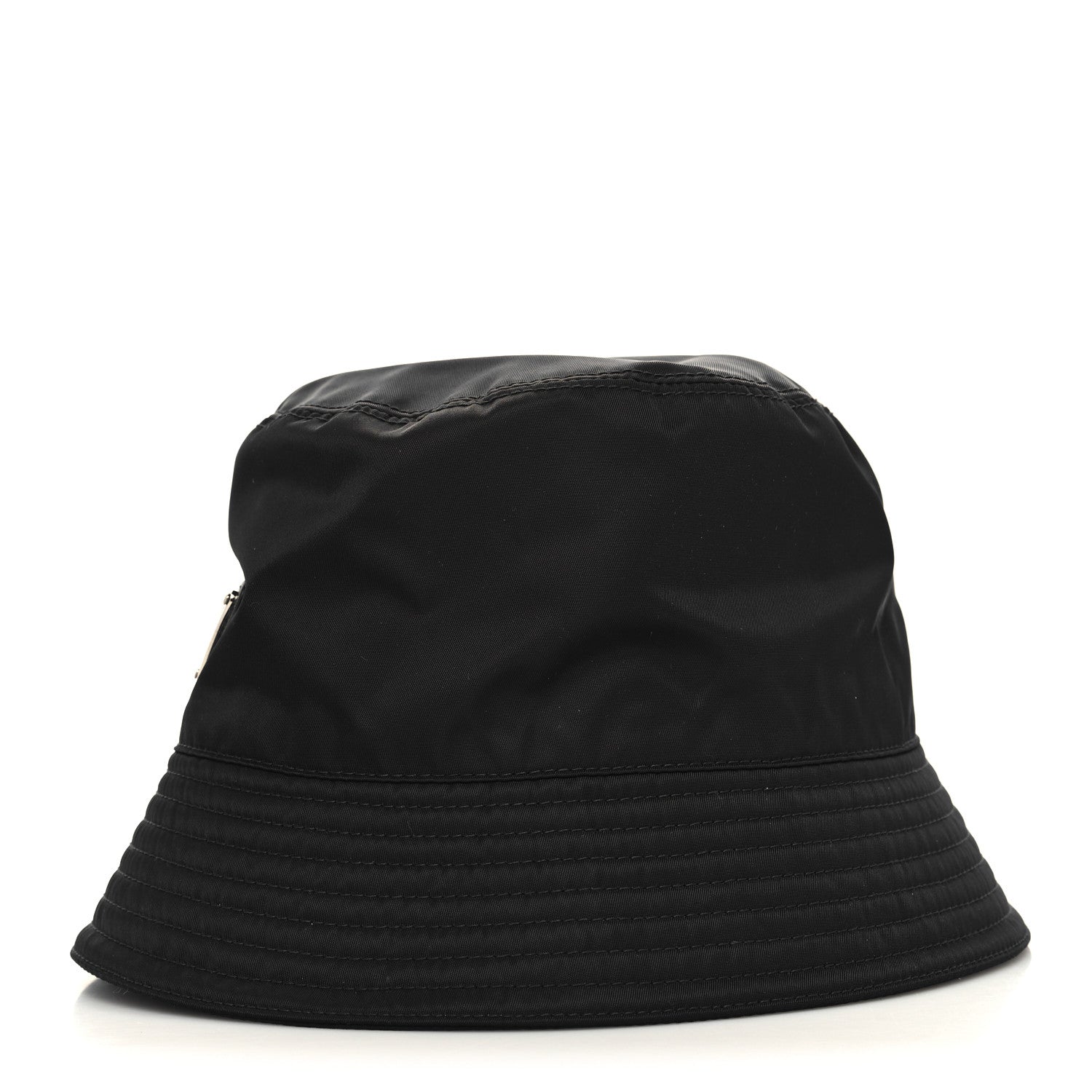 Prada Re-Nylon Metal Triangle Logo Mens Bucket Hat M Black 6 of 8
