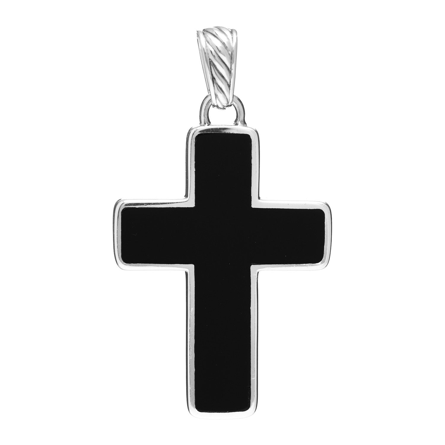 David Yurman Sterling Silver Black Onyx Exotic Stone Cross Pendant 1 of 3