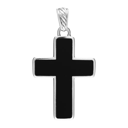 David Yurman Sterling Silver Black Onyx Exotic Stone Cross Pendant 1 of 3