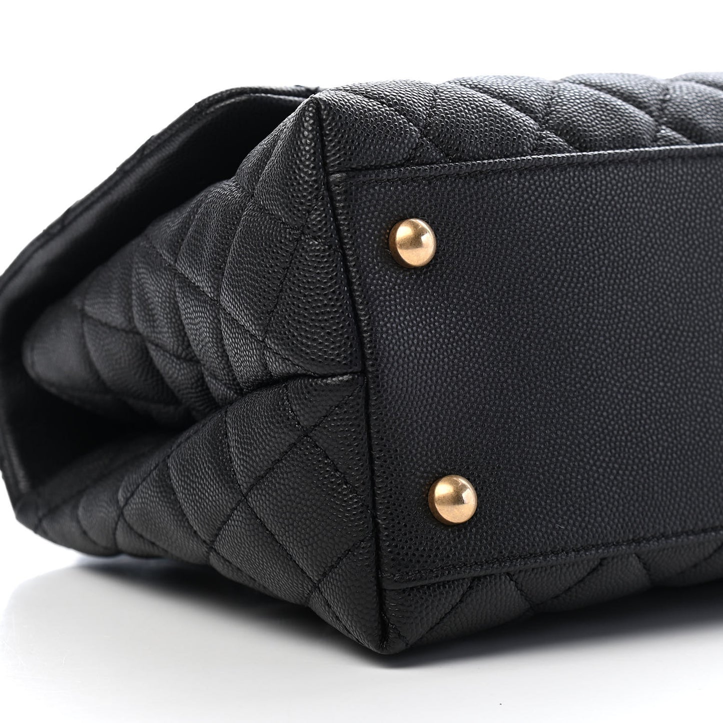 Caviar Lizard Embossed Quilted Small Coco Handle Flap Black