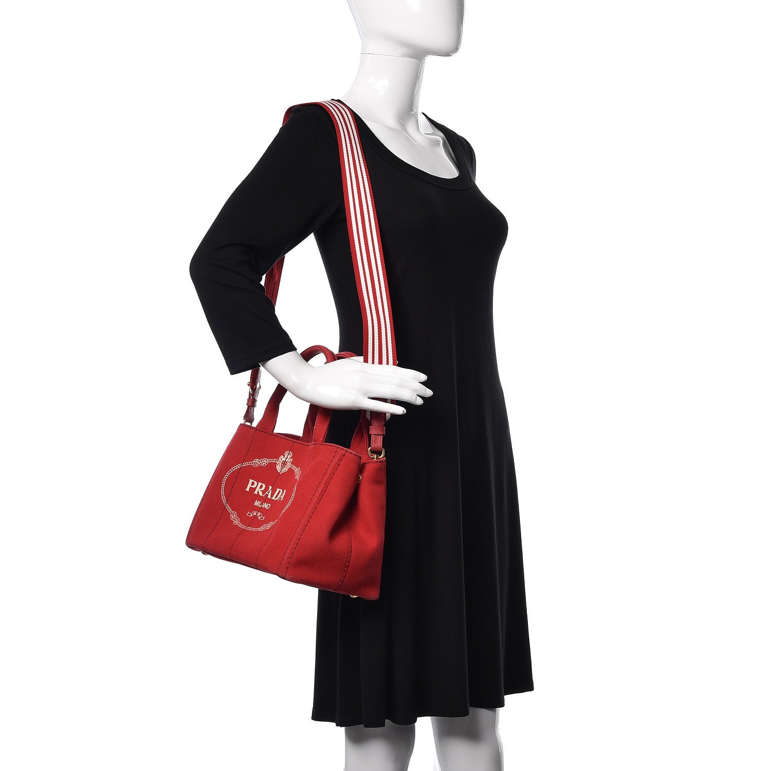 Prada Canapa Small Logo Tote Rosso Talco 2 of 9