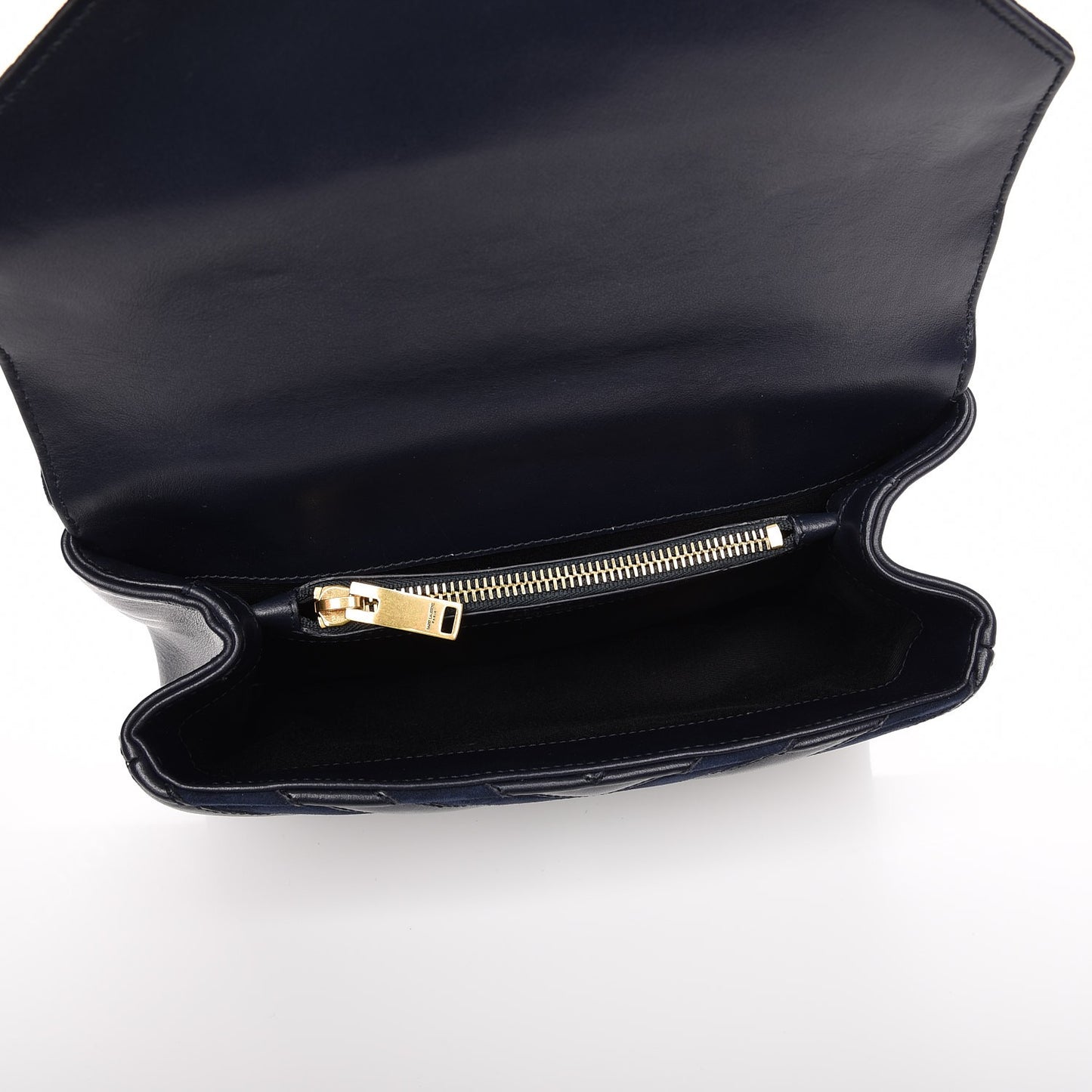 Calfskin Suede Matelasse Chevron Monogram Medium College Bag Marine