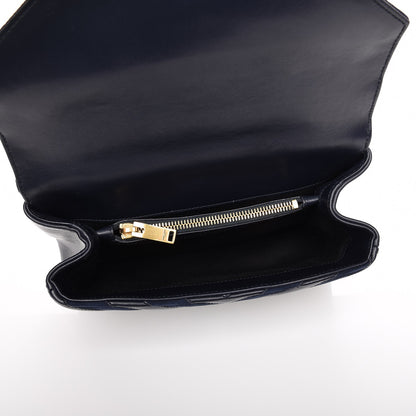 Saint Laurent Calfskin Suede Matelasse Chevron Monogram Medium College Bag Marine 4 of 7