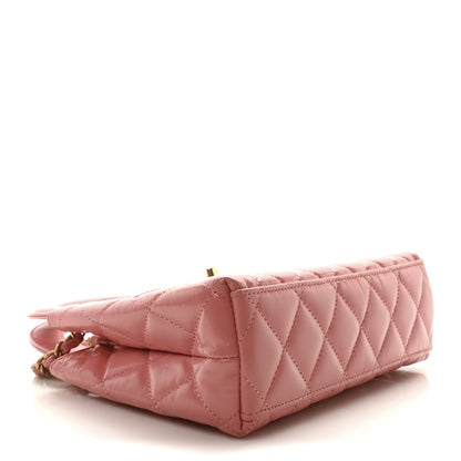 Chanel Shiny Aged Calfskin Quilted Nano Kelly Shopper Coral Pink 4 of 11