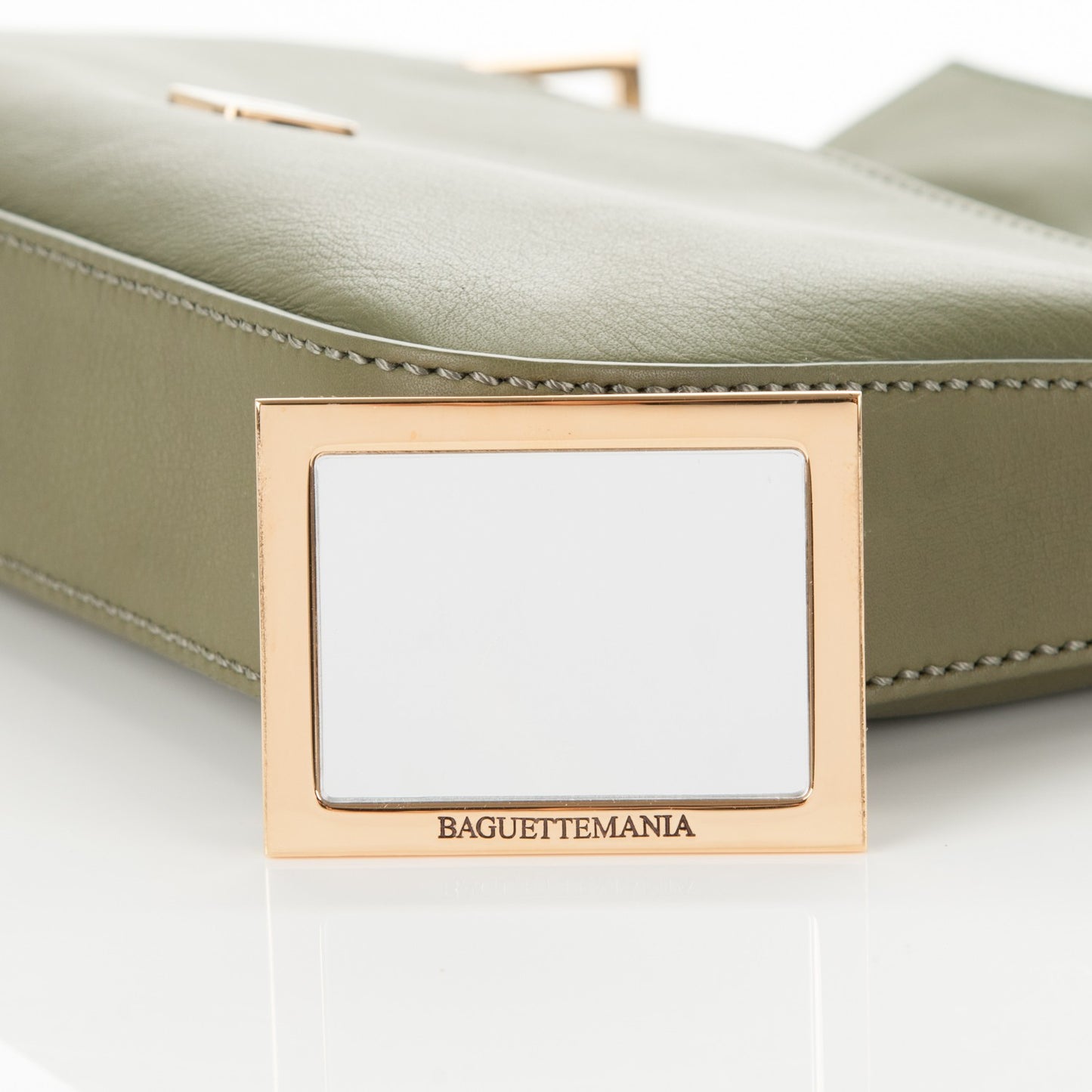 Vitello Enamel Interchangeable Strap Baguette Verde Oliva