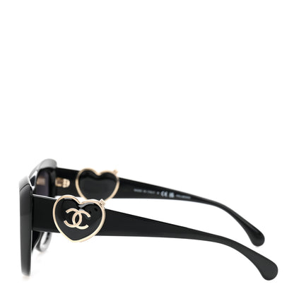 Chanel Acetate Enamel Heart Butterfly Sunglasses 5517 Black 3 of 9