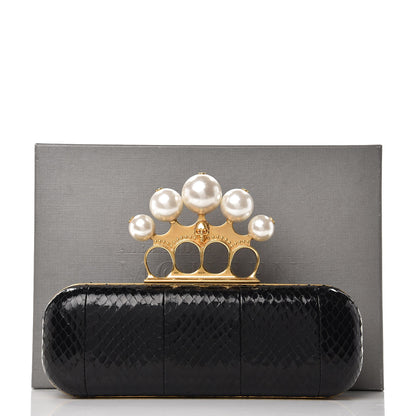 Alexander McQueen Python Pearlescent Knuckle Duster Clutch Black Gold 7 of 7