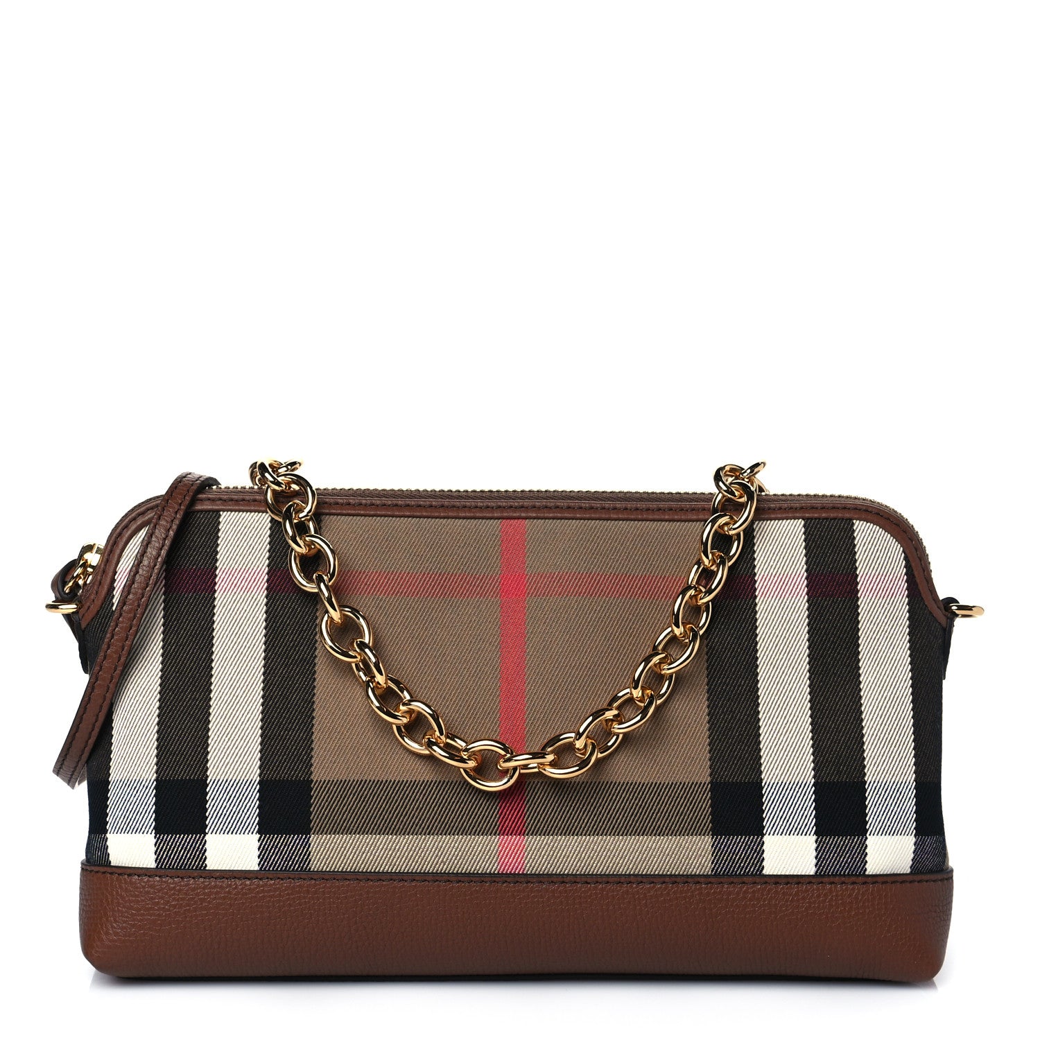 Burberry Derby House Check Abingdon Convertible Clutch Tan 1 of 10