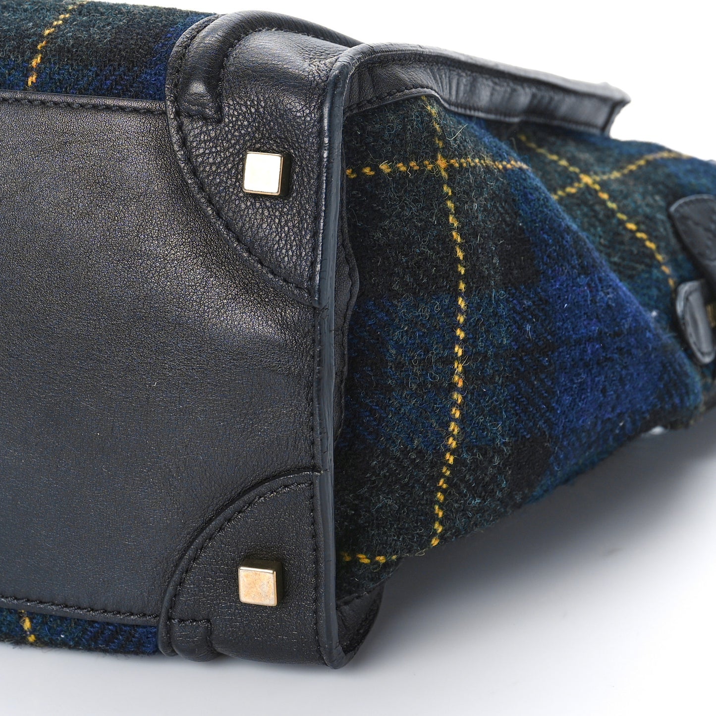 Smooth Calfskin Tweed Tartan Mini Luggage Midnight