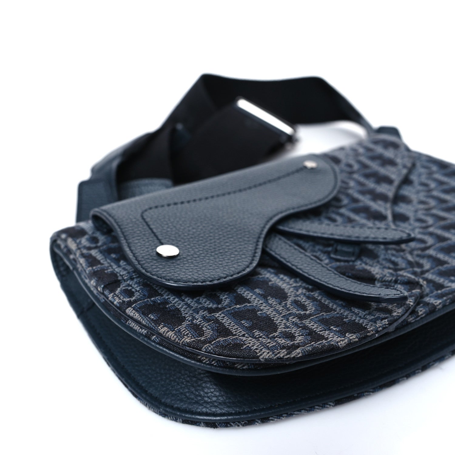 Christian Dior Oblique Saddle Messenger Pouch Blue Black 7 of 9