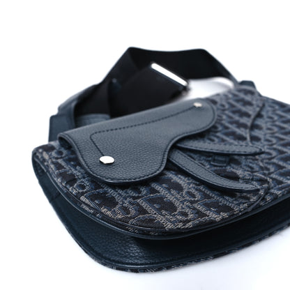 Christian Dior Oblique Saddle Messenger Pouch Blue Black 7 of 9