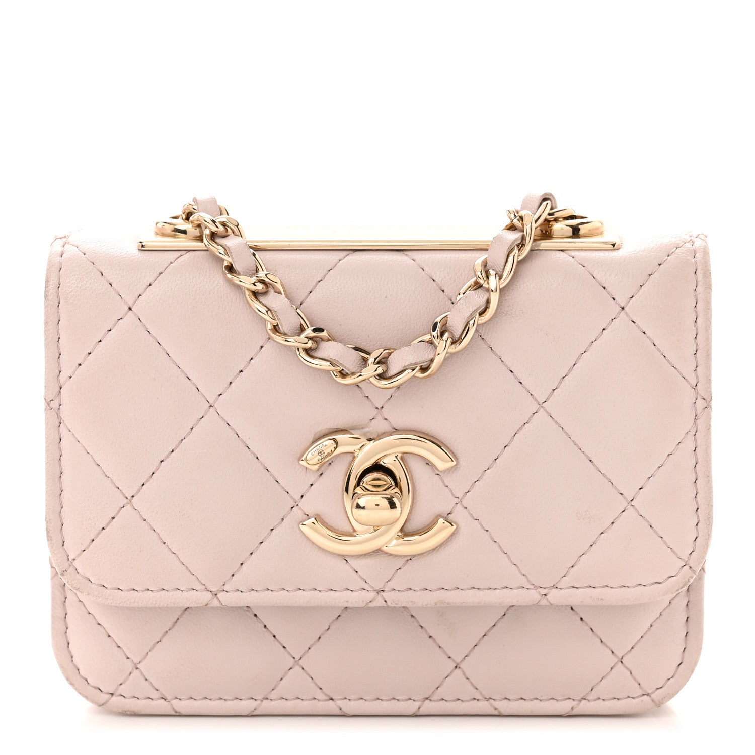 Chanel Lambskin Quilted Trendy CC Card Holder On Chain Light Pink 1 of 11