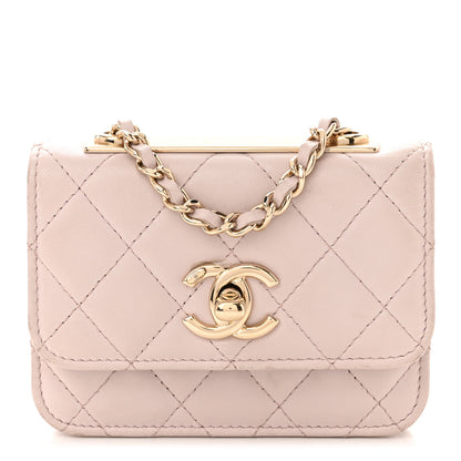 Chanel Lambskin Quilted Trendy CC Card Holder On Chain Light Pink 1 of 11