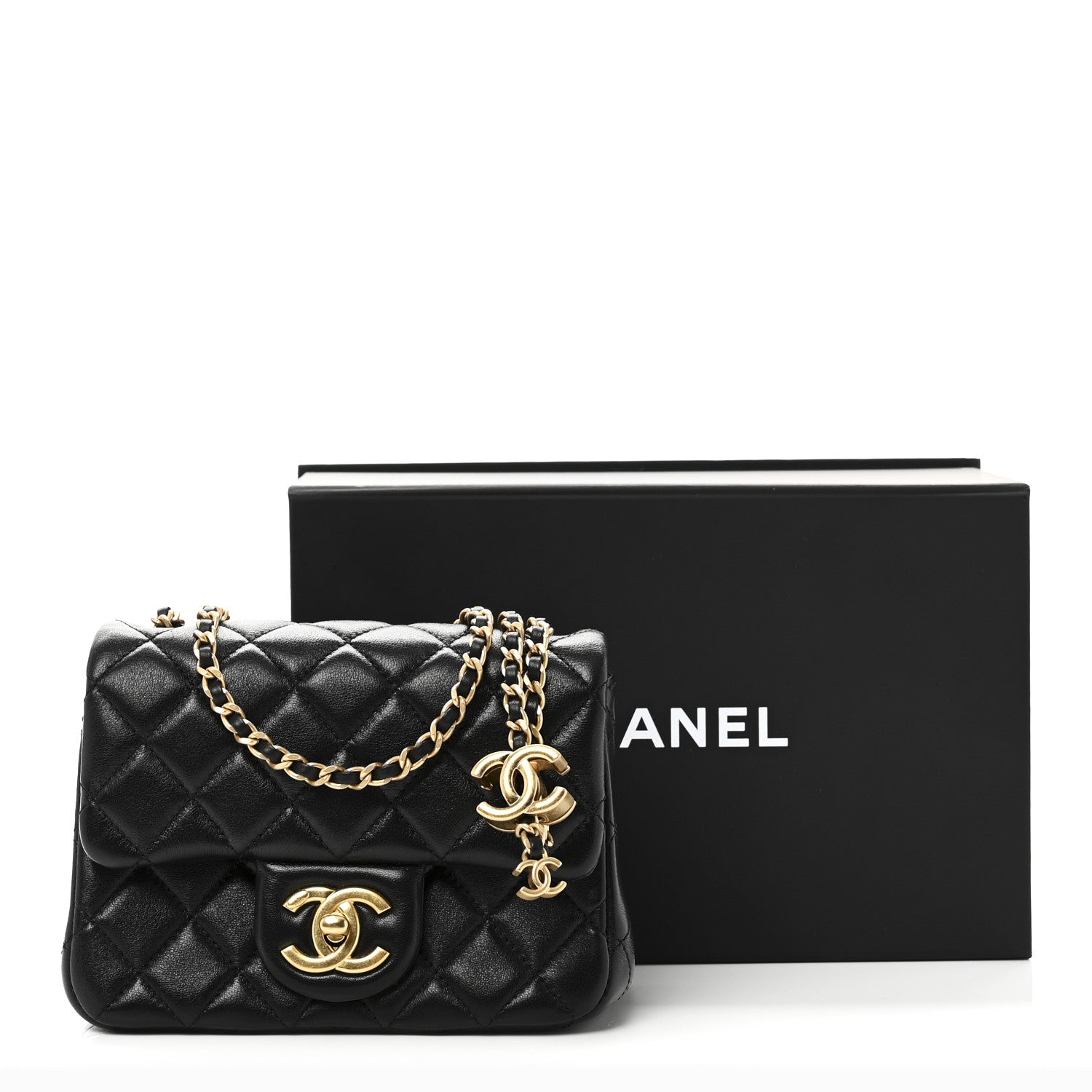 小物 CHANEL Chanel Lambskin Quilted Mini CC Crush Flap Black 1844084