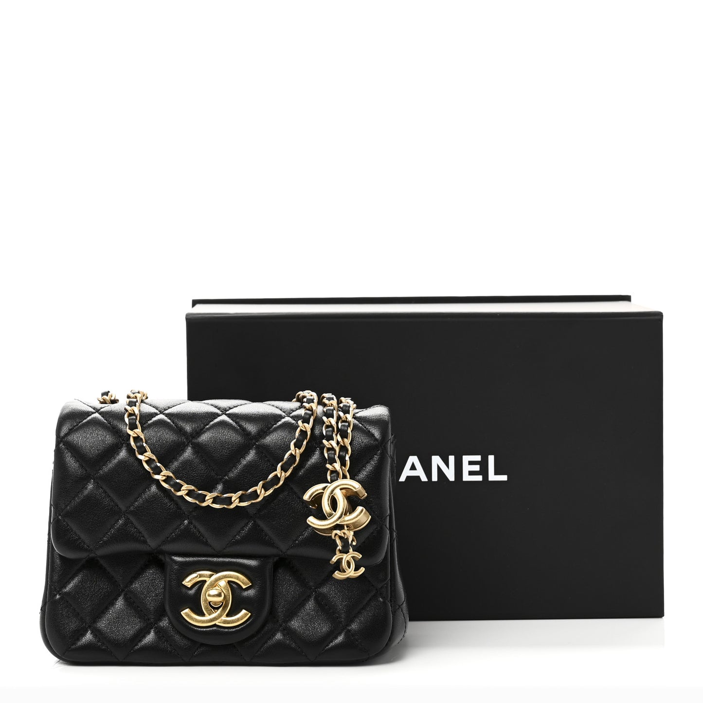 Lambskin Quilted Mini CC Crush Flap Black
