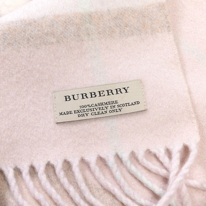 Burberry Cashmere Giant Check Fringe Scarf Pink 6 of 6