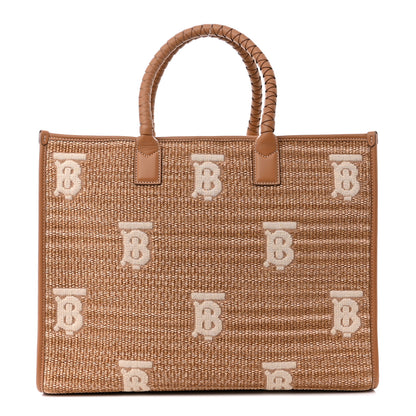 Burberry Raffia Calfskin Medium Freya Tote Natural 1 of 10