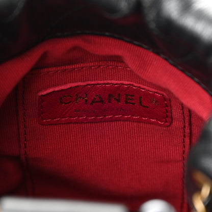 Chanel Metallic Lambskin Quilted Pearl Crown Drawstring Bag Anthracite 6 of 10