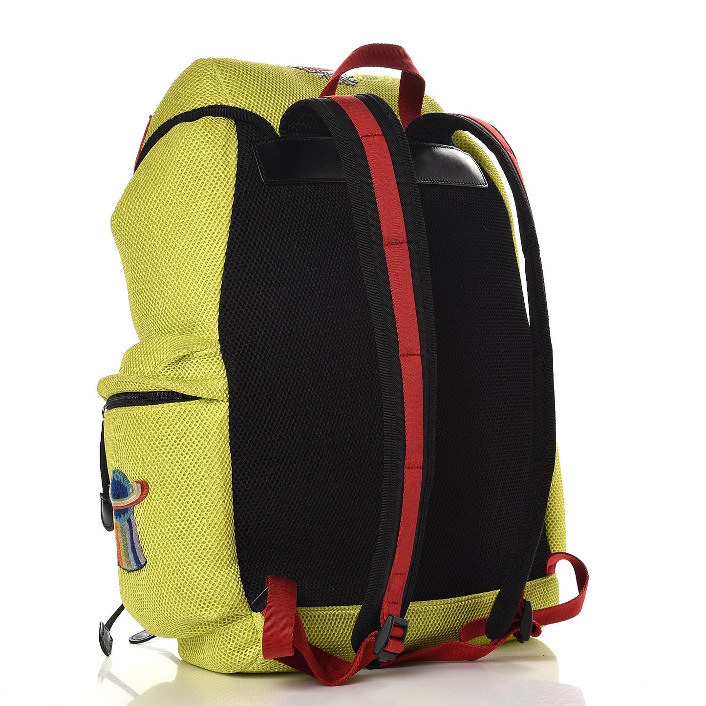 Mesh Web Hollywood Embroidered Double Buckle Backpack Anis Multicolor Black