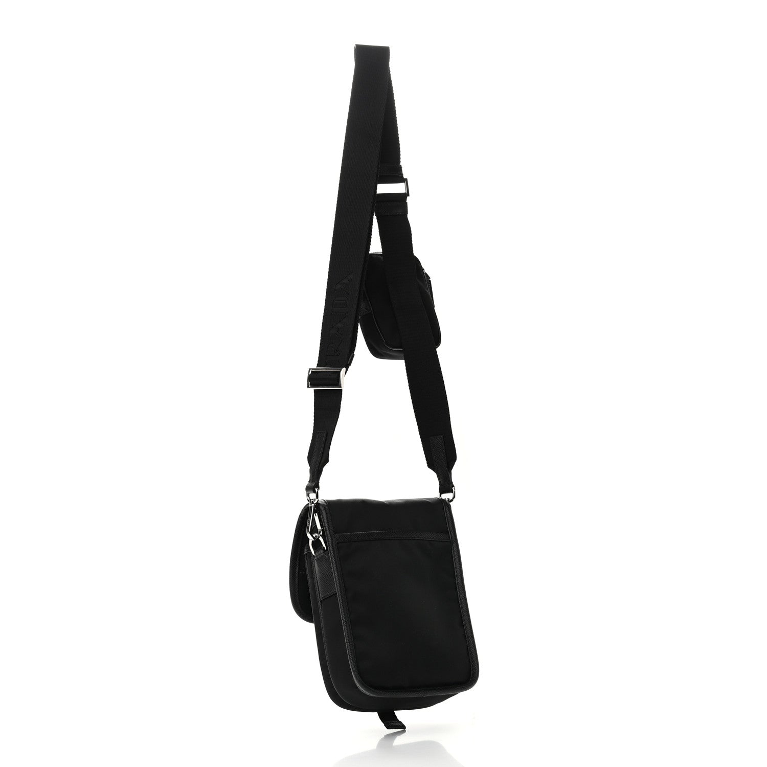 Prada Re-Nylon Saffiano Mini Pocket Single Snap Buckle Messenger Bag Black 3 of 10
