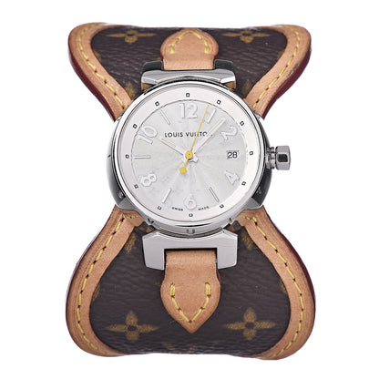 Louis Vuitton Stainless Steel Monogram 28mm Tambour Quartz Watch 1 of 8