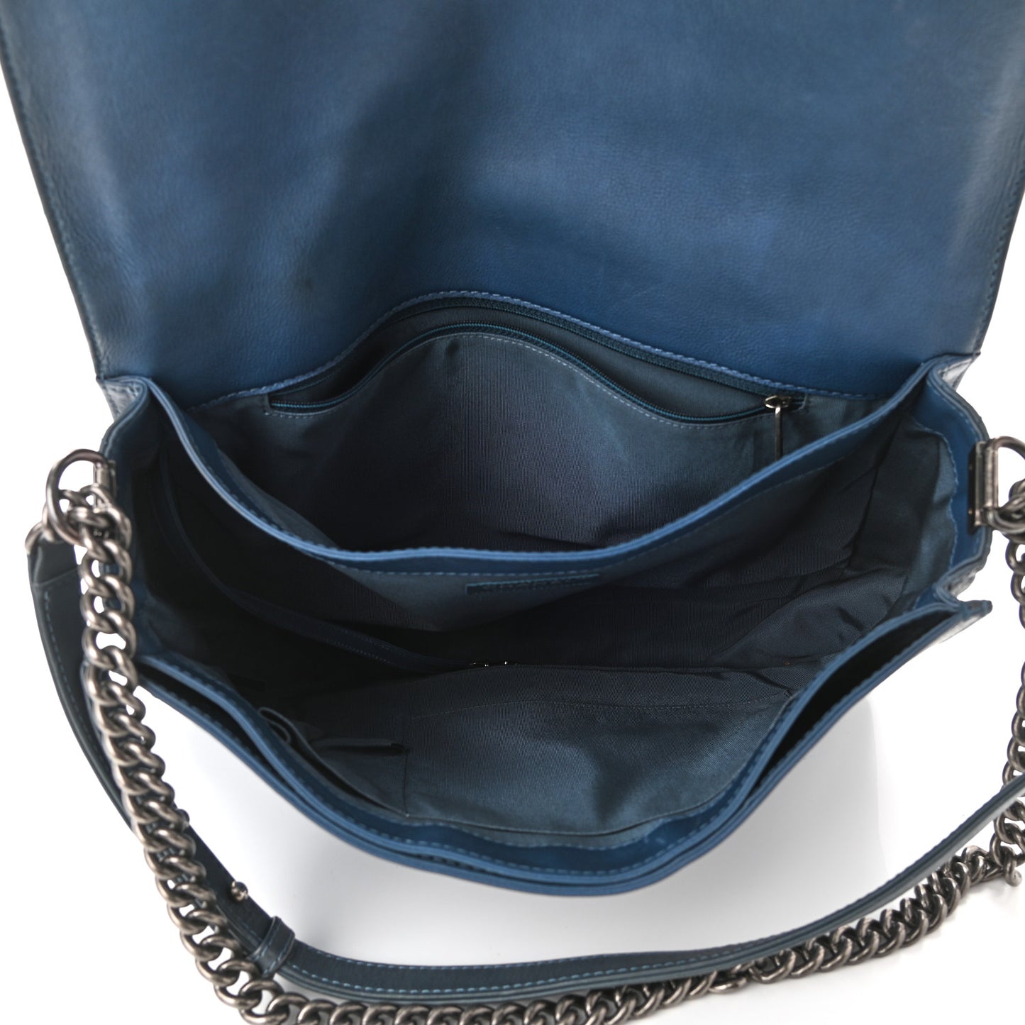 Calfskin Large Boy Reverso Flap Dark Blue