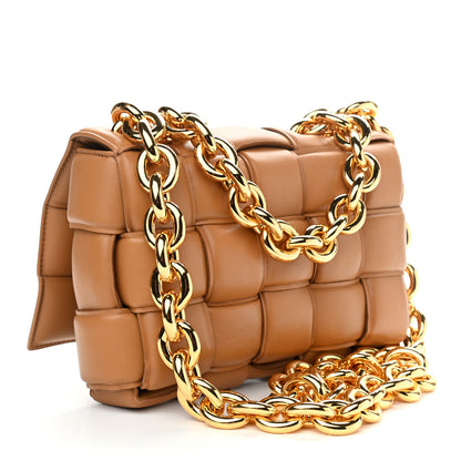 Bottega Veneta Lambskin Maxi Intreccio Padded Chain Cassette Crossbody Bag Caramel 2 of 8