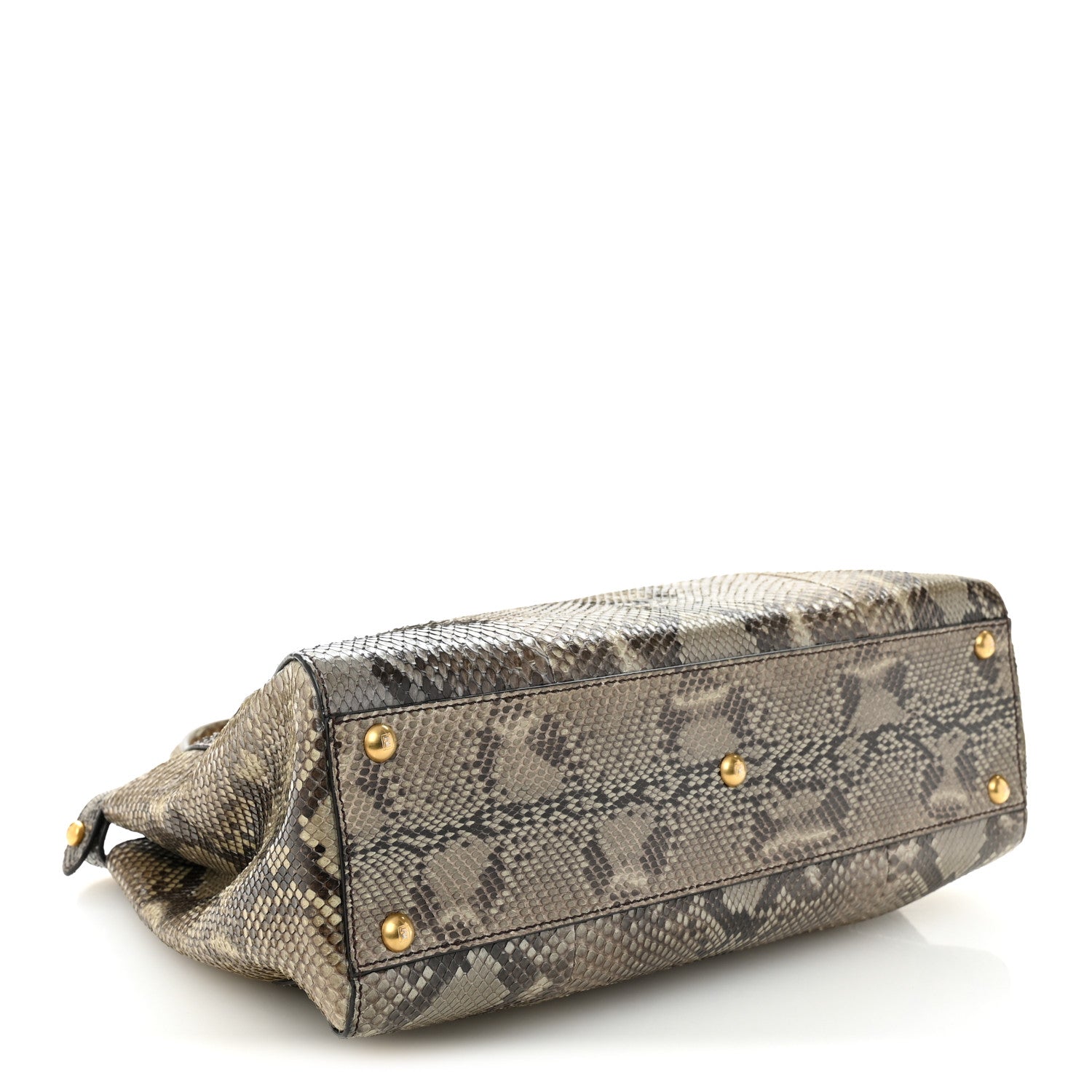 Fendi Snakeskin Medium Peekaboo Iconic Satchel Asfalto Nocciola 4 of 12