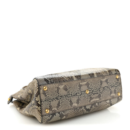 Fendi Snakeskin Medium Peekaboo Iconic Satchel Asfalto Nocciola 4 of 12