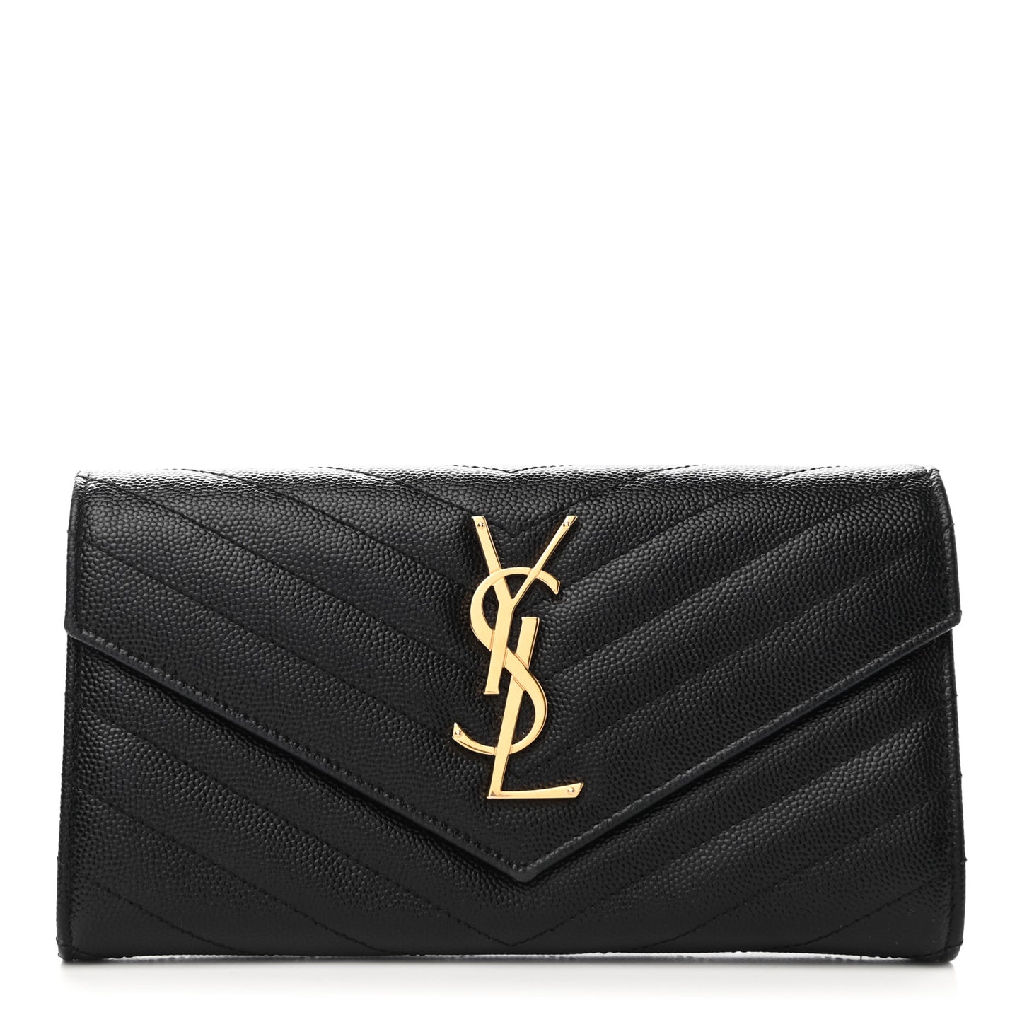 Grain De Poudre Matelasse Chevron Monogram Flap Wallet Black