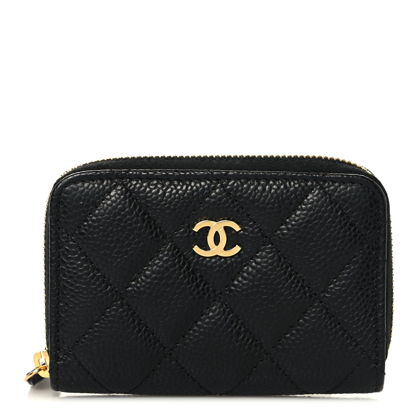 Caviar Quilted Zip Coin Purse Black