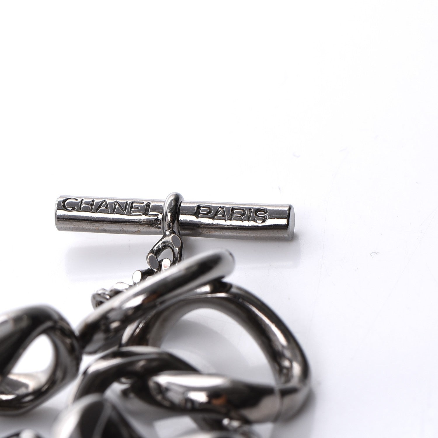 Chanel Enamel CC Eiffel Tower Charm Bracelet Dark Silver 8 of 8