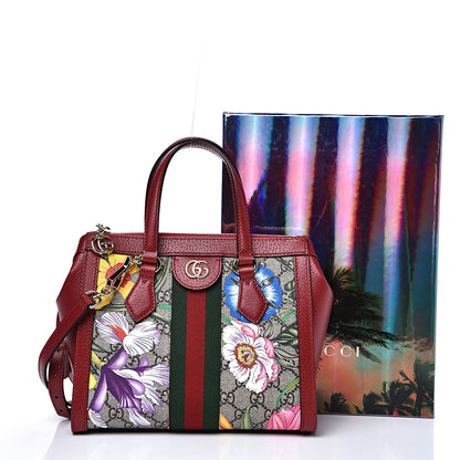 Gucci GG Supreme Monogram Flora Web Small Ophidia Tote Bag Red 11 of 11