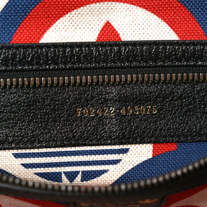 Gucci X ADIDAS Textured Dollar Calfskin Web Trefoil Large Bowling Bag Black Off White 7 of 10