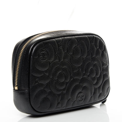 Chanel Caviar Camellia Embossed Small Cosmetic Case Black 3 of 7