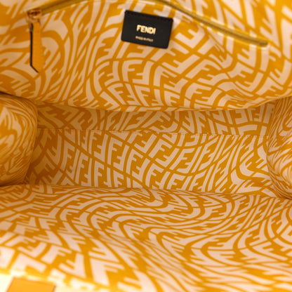 Fendi X SARAH COLEMAN Glazed Canvas Vitello King FF Vertigo Shopping Tote Bag Mimosa White 5 of 11