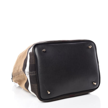 Burberry Canvas Mega Check Medium Ashby Hobo Black 4 of 10