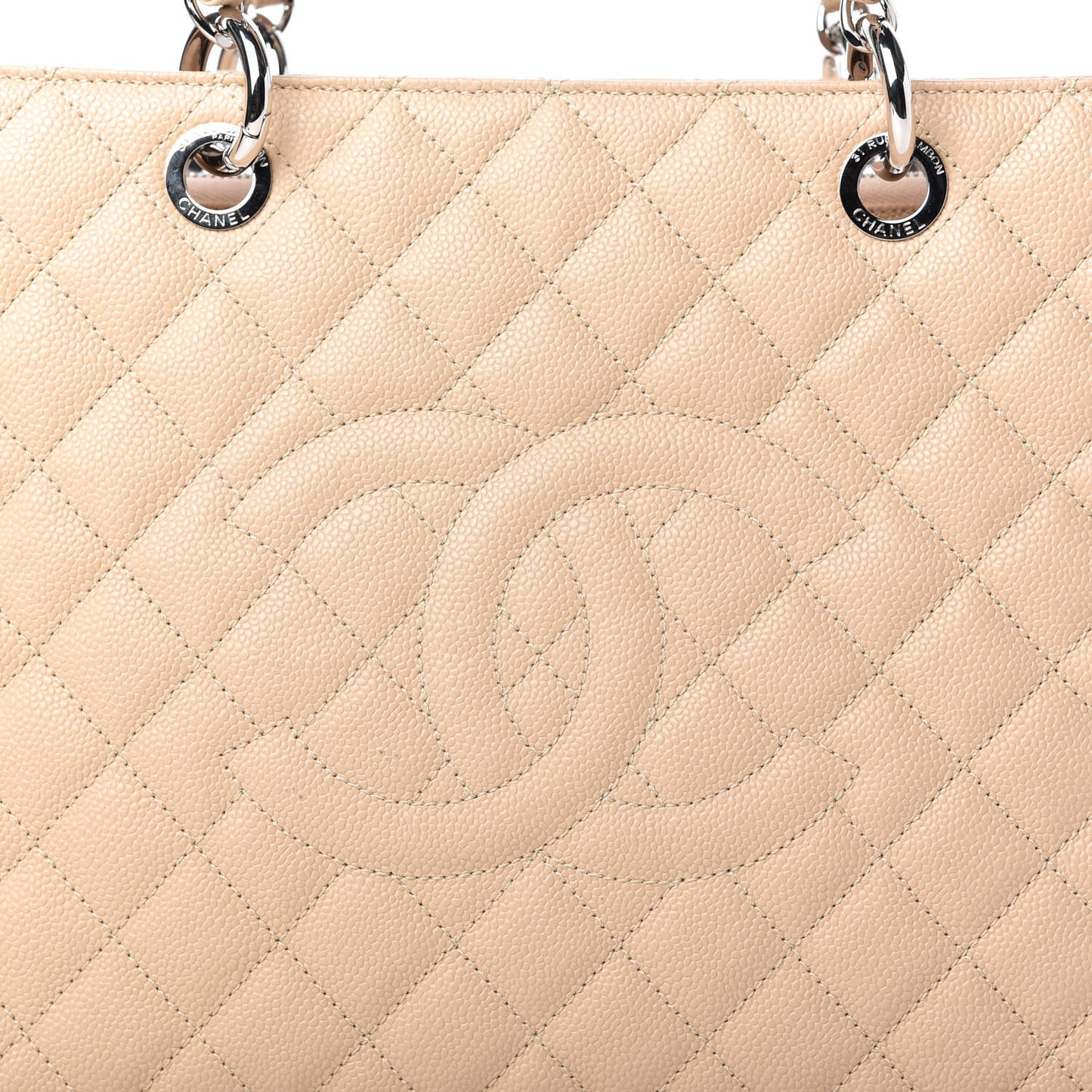 Caviar Quilted Grand Shopping Tote GST Beige Clair