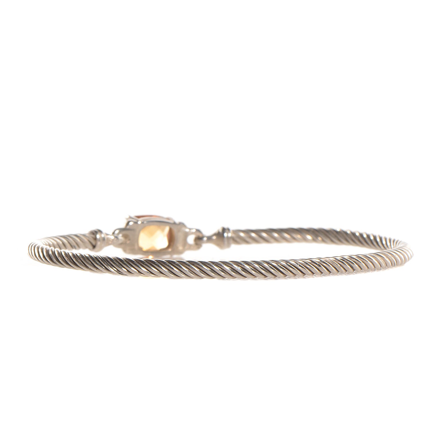David Yurman Sterling Silver Diamond Citrine 3mm Petite Wheaton Bracelet 3 of 4