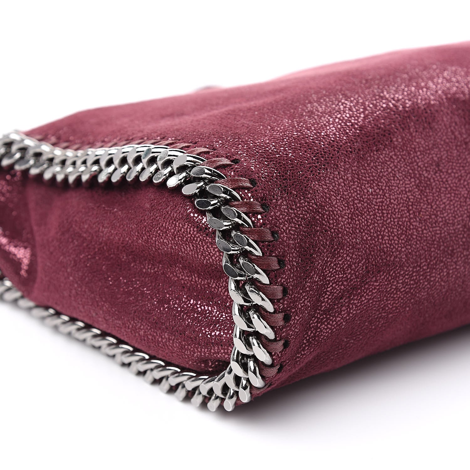 Stella McCartney Metallic Crackle Mini Falabella Fold Over Tote Burgundy 7 of 8