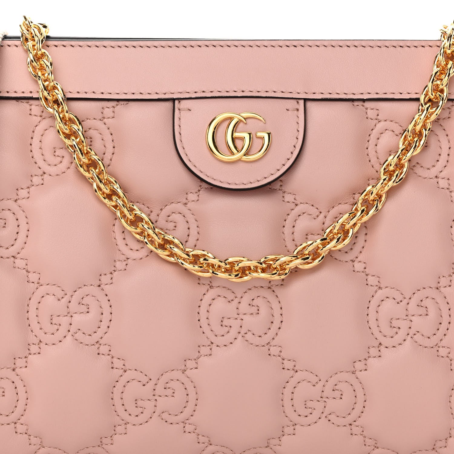 Gucci Calfskin GG Matelasse Small Slim Chain Shoulder Bag Perfect Pink Natural 8 of 10